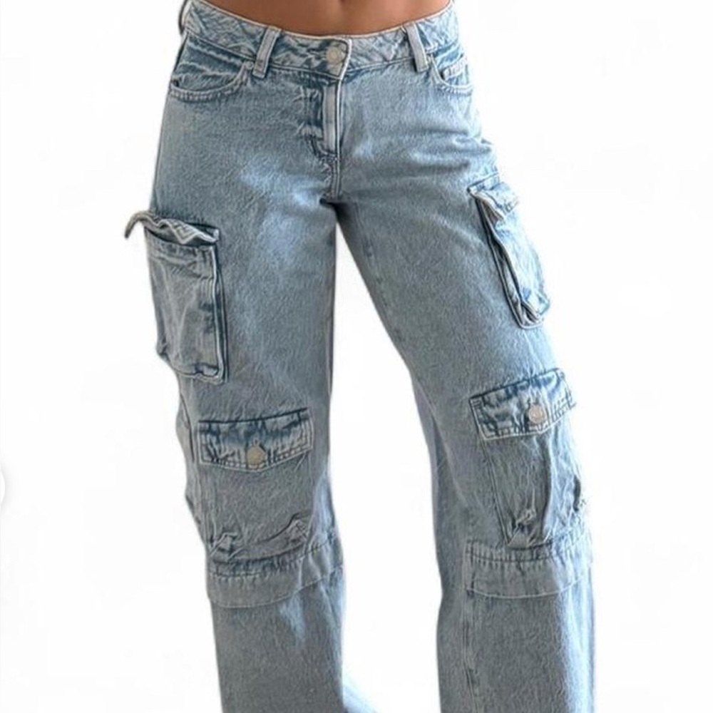 Light Blue Cargo Women Jeans